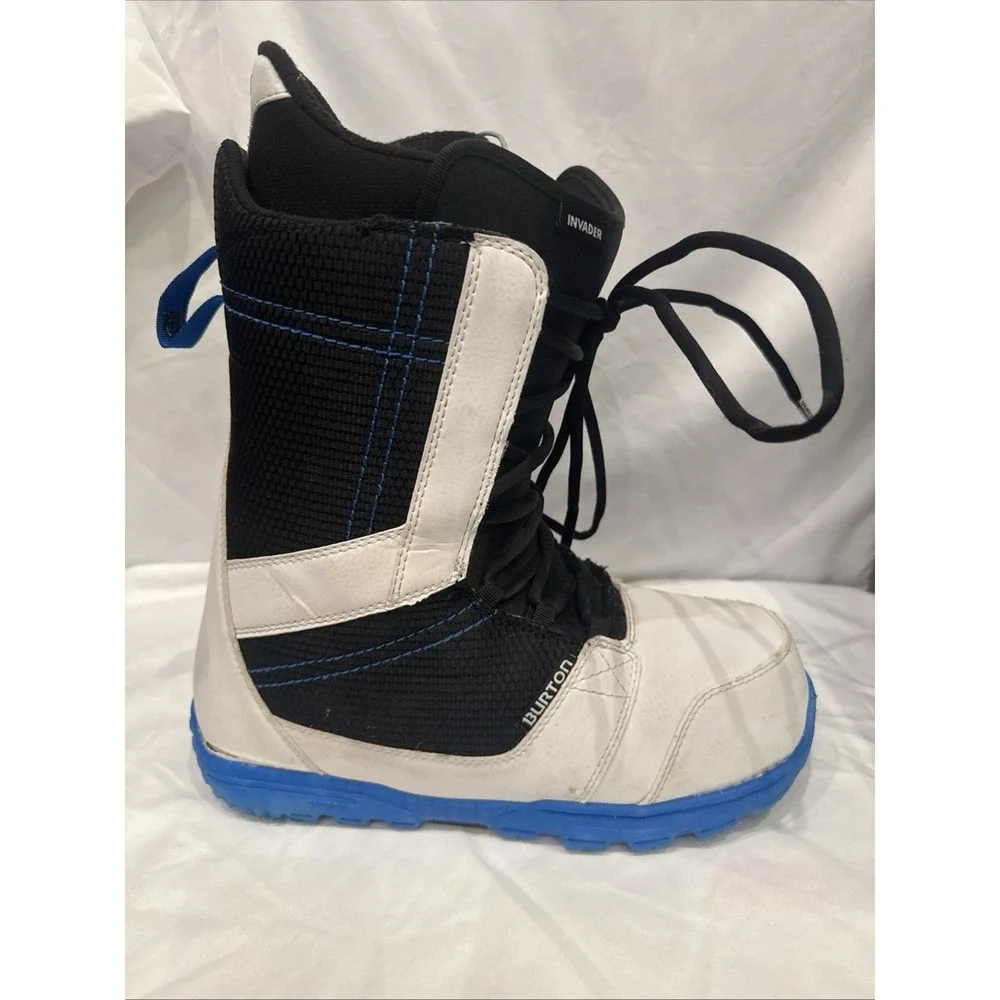 Burton Invader Snowboard Boots Men's Size 12 White Blue Lace Up Soft Flex